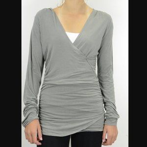 NWT Linq Zip Side Ruched Crossover V Neck Top